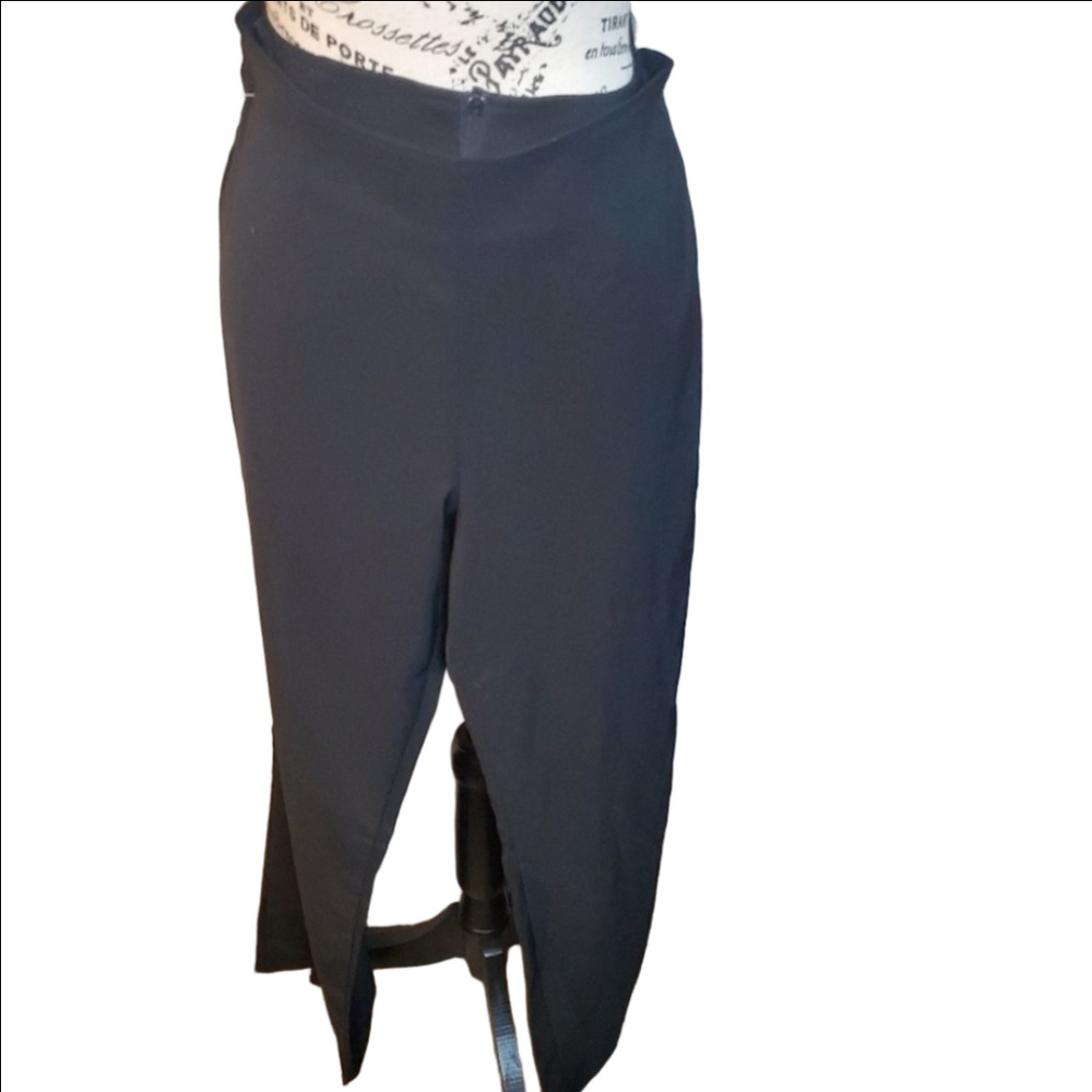 Black Dress Pants Trousers Wide Leg Back Zipper Size 6